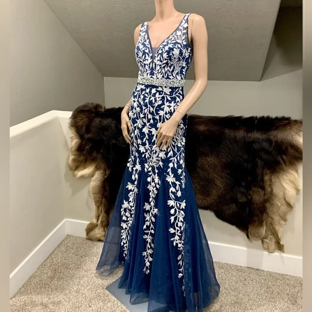 Custom Made Embroidered Lace and Exquisite Beaded  & Sequins Mermaid Gown
